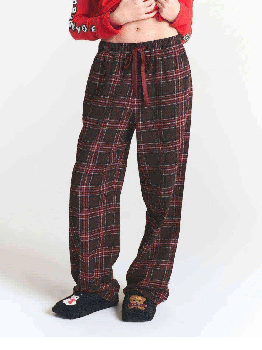 SKIMS x CPFM Flannel Sleep Pants Brick Holiday Plaid XS NWT